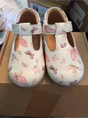 Toddler White Butterfly T-Strap Dress Shoes